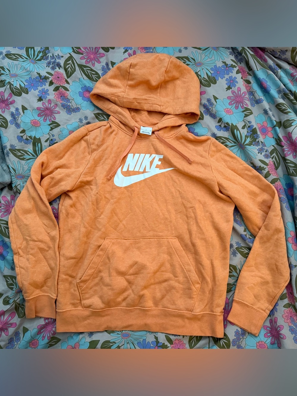 Nike Orange Pullover Hoodie with White Swoosh